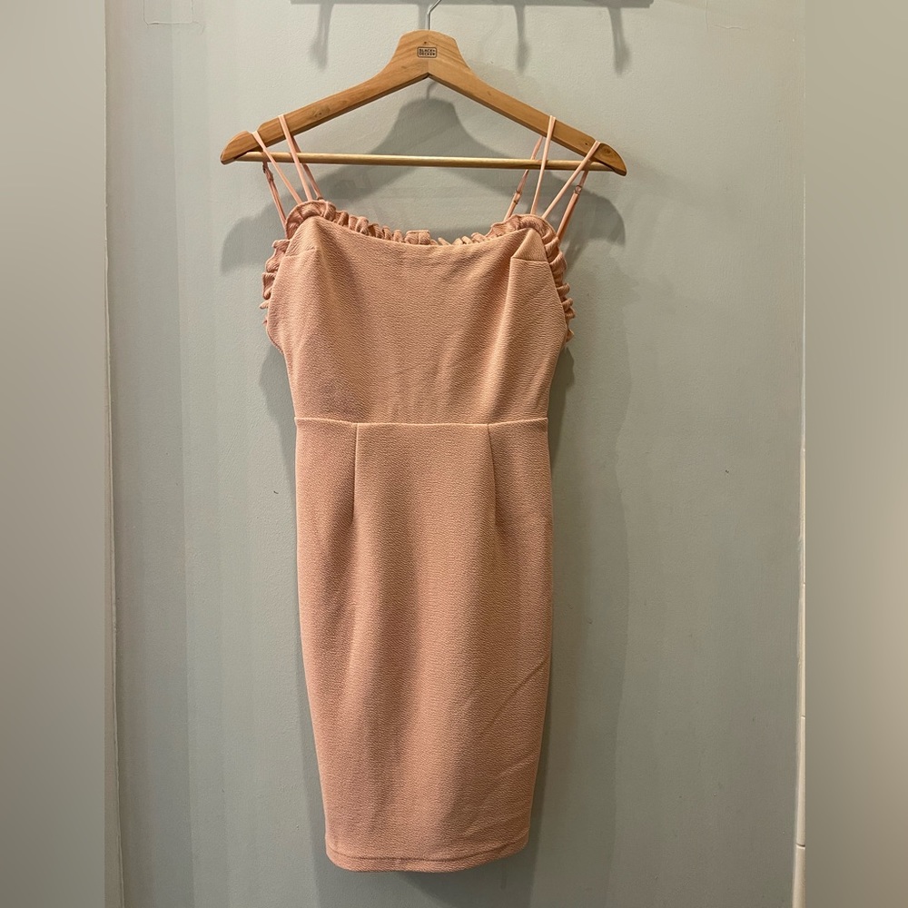 Light pink peach ruffled top dress
